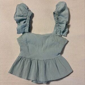 Women's Light Blue Ruffled Top